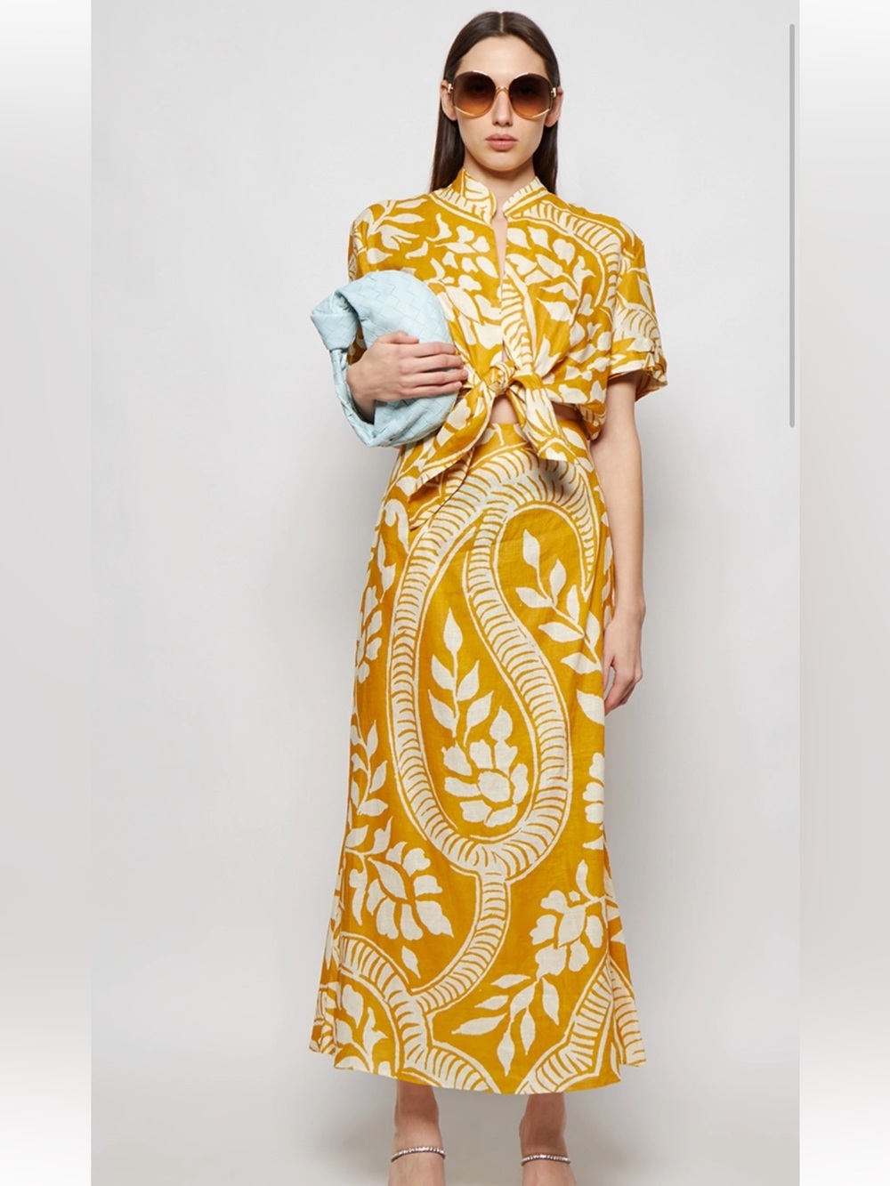 Johanna Ortiz Curcuma Saharienne 100-% Linen Midi Set Size 8